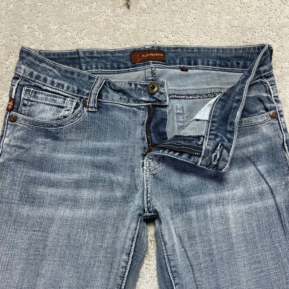 Jeans De Fleur Jeans Womens 9 Blue Denim Stretch Bootcut Distressed‎ Embellished